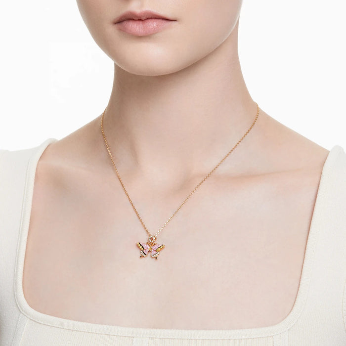 Swarovski necklace Lilia butterflies plated rose gold - 5382366